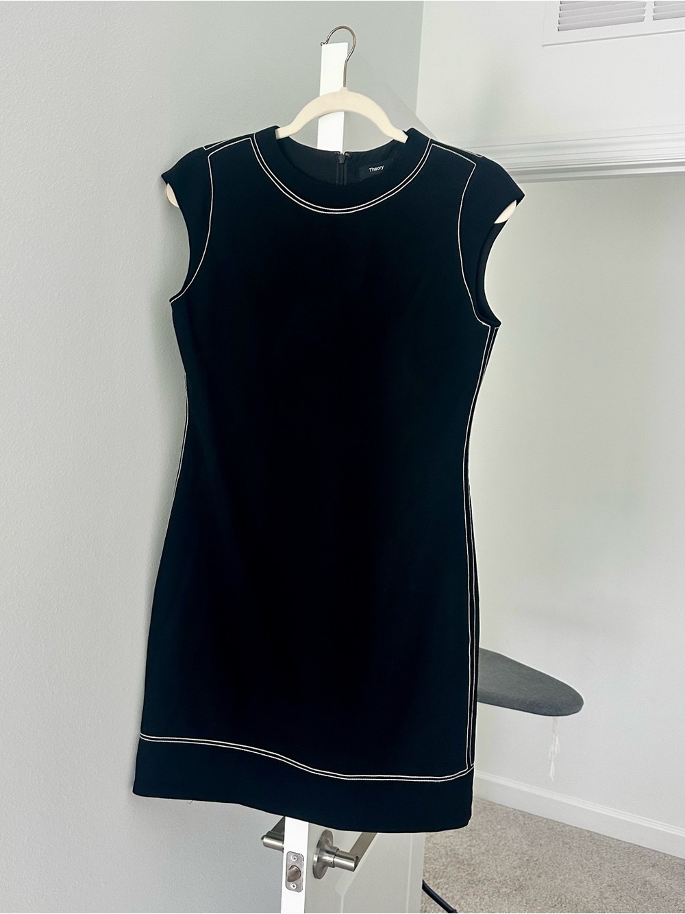 Theory Black Mini Dress with White Contrast Stitching
